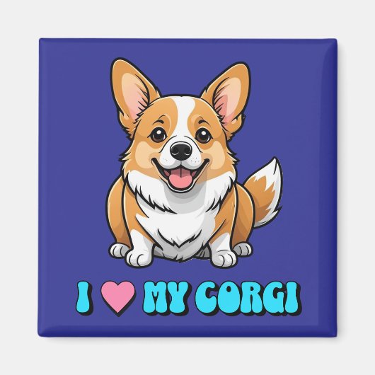 I Love My Corgi マグネット (正面)