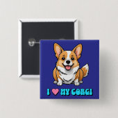 I Love My Corgi 缶バッジ (正面&裏面)