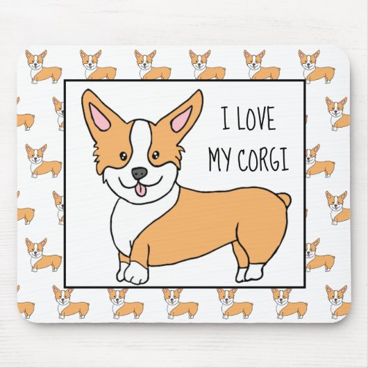 I Love my Corgi, Cartoon Corgis マウスパッド (正面)