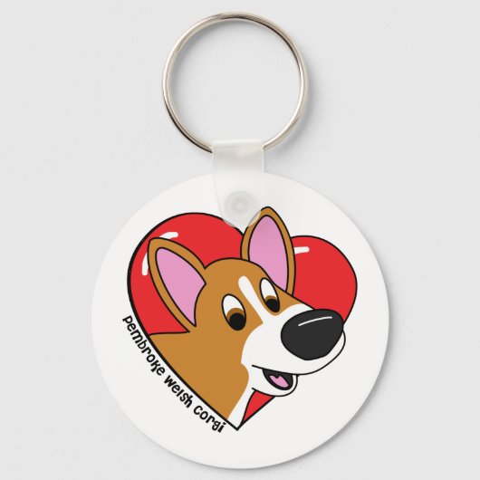 I Love my Corgi Keychain (Cartoon) キーホルダー (正面)