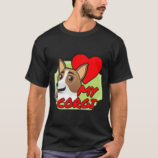 I Love My Corgi Myハート Tシャツ (正面)