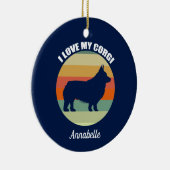 I Love My Corgi Sunset Personalized Christmas セラミックオーナメント (右)