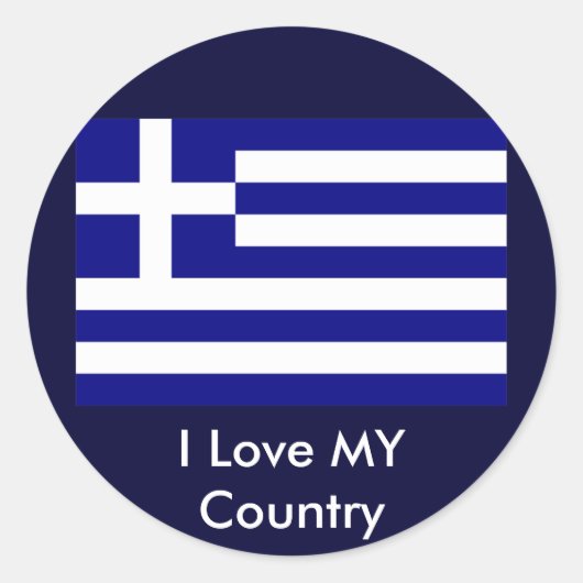 I love MY Country Greece Flag jGibney The MUSEUM Z ラウンドシール (正面)