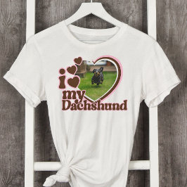 I Love My Dachshandのピンクカスタムハート写真 Tシャツ