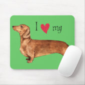 I Love my Dachshund マウスパッド (マウス)