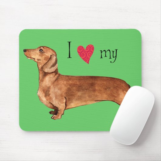 I Love my Dachshund マウスパッド (マウス)