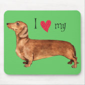 I Love my Dachshund マウスパッド (正面)