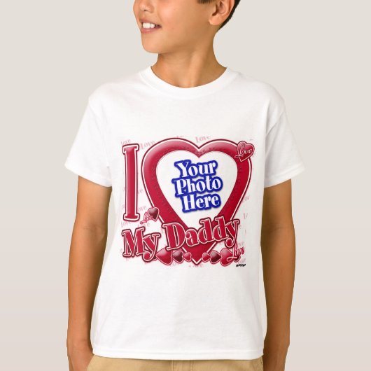 I Love My Daddy赤いハート – 写真 Tシャツ (正面)