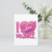 I Love My Daddy pink/purple - ハート ポストカード (スタンド正面)