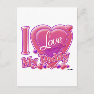 I Love My Daddy pink/purple - ハート ポストカード