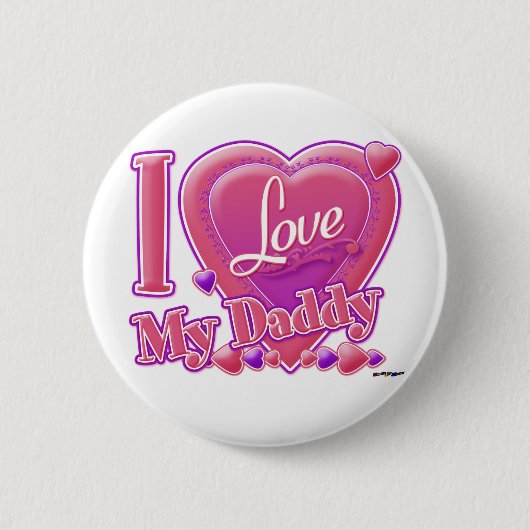 I Love My Daddy pink/purple - ハート 缶バッジ (正面)