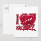 I Love My Daddy red - ハート ポストカード (正面/裏面)