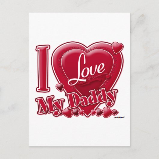 I Love My Daddy red - ハート ポストカード (正面)