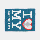 I Love My Daughter Photo Text Parents  フリースブランケット (正面(横))