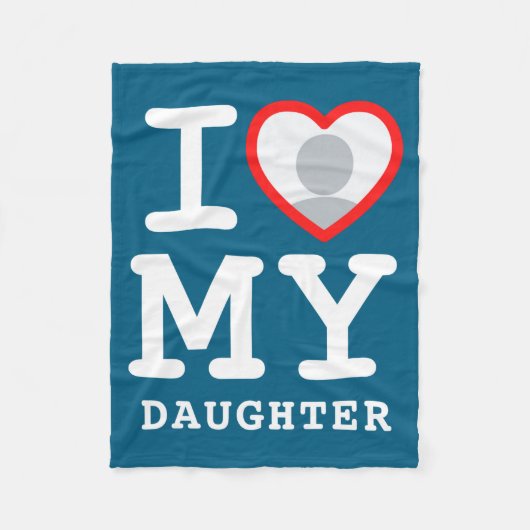 I Love My Daughter Photo Text Parents  フリースブランケット (正面)