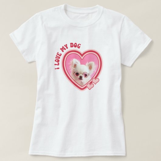 I Love My Dog Custom Photo Tシャツ (デザイン正面)