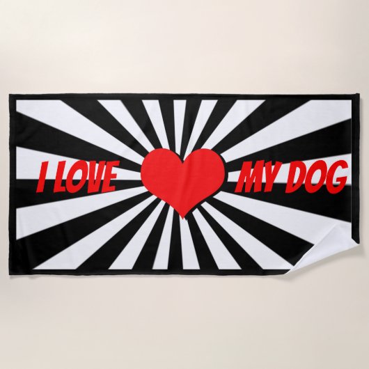 I love my dog mit Herz ビーチタオル (正面)