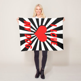 I love my dog mit Herz フリースブランケット