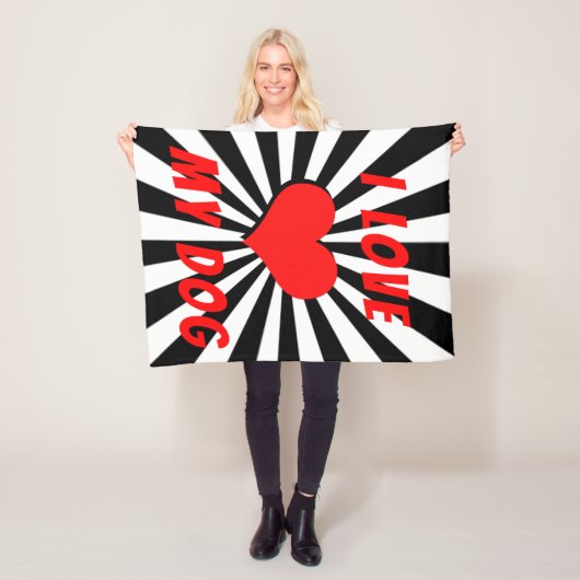 I love my dog mit Herz フリースブランケット (インサイチュ)