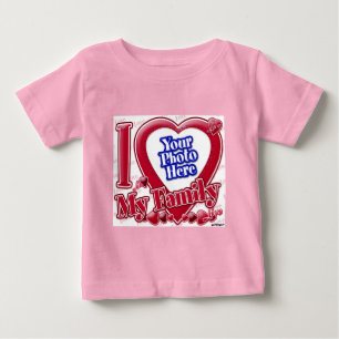 I Love My Family赤いハート – 写真 ベビーTシャツ