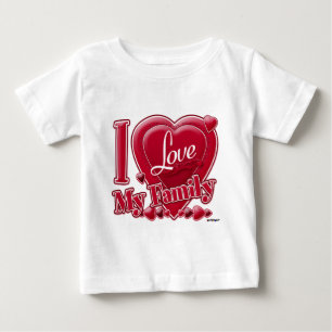 I Love My Family Red -ハート ベビーTシャツ