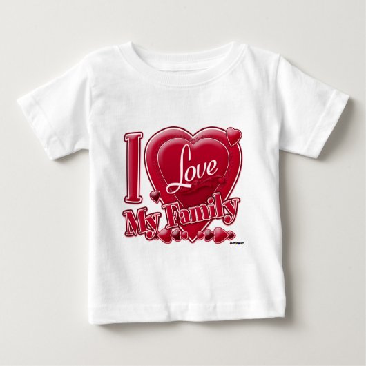 I Love My Family Red -ハート ベビーTシャツ (正面)
