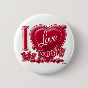 I Love My Family Red -ハート 缶バッジ