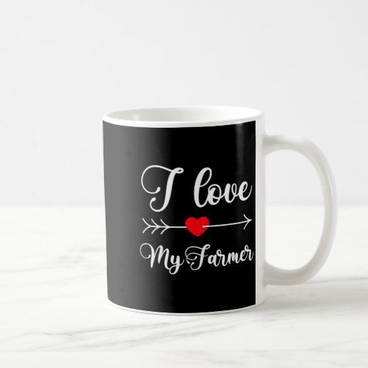 I Love My Farmer Quote Farmer's Wife Girlfriend Hu コーヒーマグカップ (右)