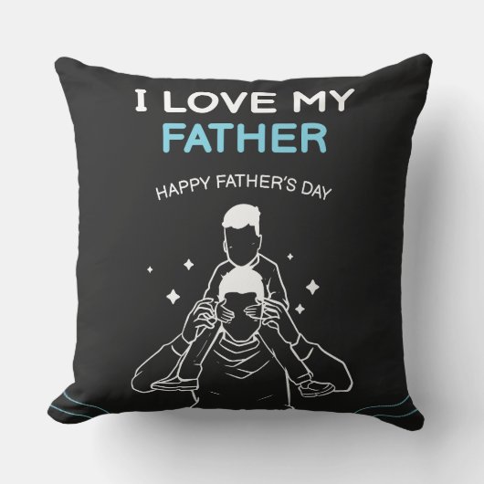 I Love My Father Shoulder Ride Sketch クッション (正面)