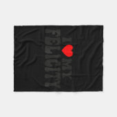 I Love My Felicity Funny Valentine Red Heart Love  フリースブランケット (正面(横))