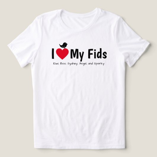 I Love My Fids Feathered Kids Canary Finch トライブレンドＴシャツ (デザイン正面)