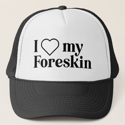 I Love My Foreskin Hat — Black キャップ (正面)