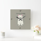 I Love my French Bulldog スクエア壁時計 (ホーム)