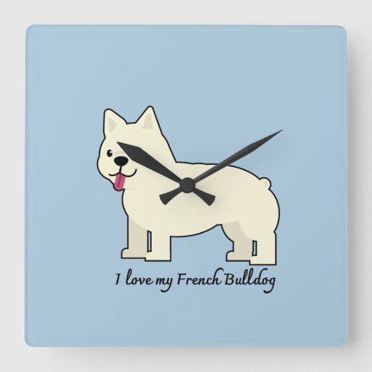 I love my French Bulldog スクエア壁時計 (正面)