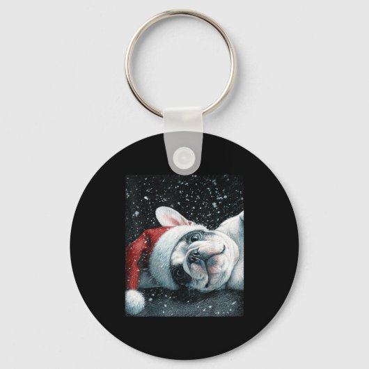 I Love My French Bulldog Christmas Cute  キーホルダー (正面)