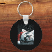 I Love My French Bulldog Christmas Cute  キーホルダー (正面)