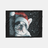 I Love My French Bulldog Christmas Cute  フリースブランケット (正面(横))