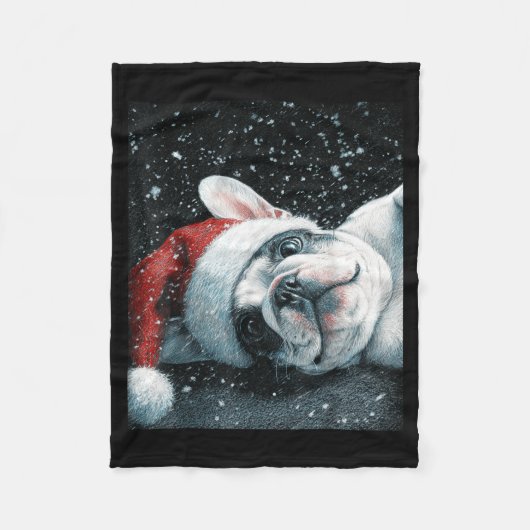 I Love My French Bulldog Christmas Cute  フリースブランケット (正面)