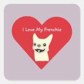 I love my Frenchie, Lavender スクエアシール (正面)