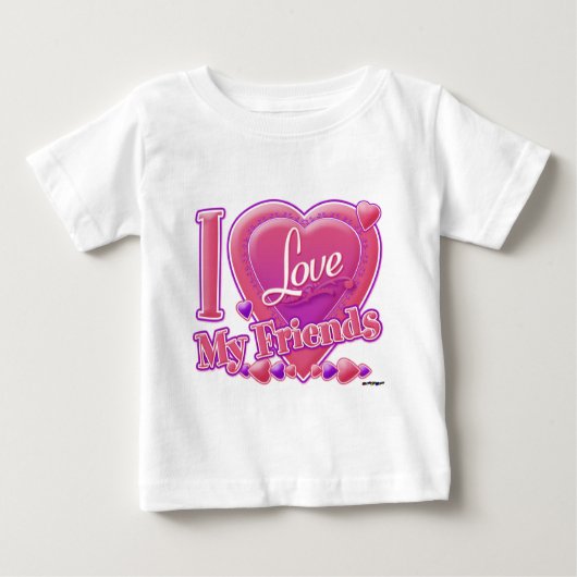 I Love My Friends pink/purple -ハート ベビーTシャツ (正面)