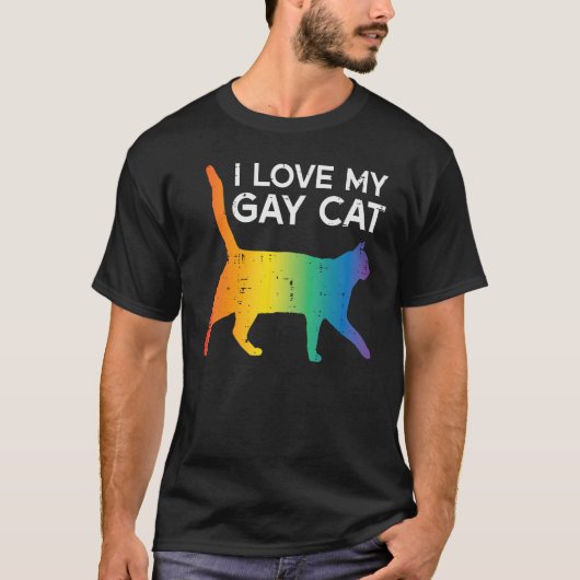 I Love My Gay Cat  Rainbow Pride Lgbt Men Women Ki Tシャツ (正面)
