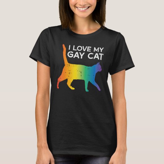 I Love My Gay Cat  Rainbow Pride Lgbt Men Women Ki Tシャツ (正面)