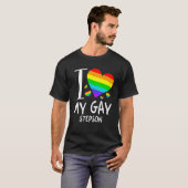 I Love My Gay Stepson LGBT Month Family Proud Tシャツ (正面フル)