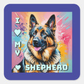 I love my German Shepherd スクエアシール (正面)