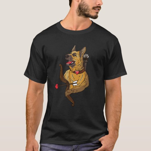 I Love My German Shepherd Cupid Dog  Valentines Da Tシャツ (正面)