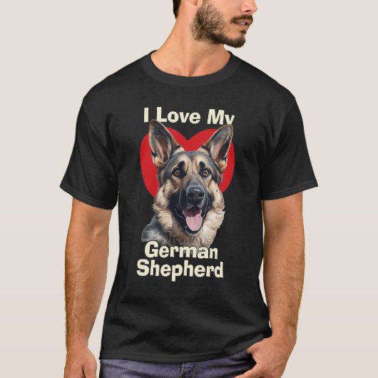 I Love My German Shepherd Puppy Dog Tシャツ (正面)
