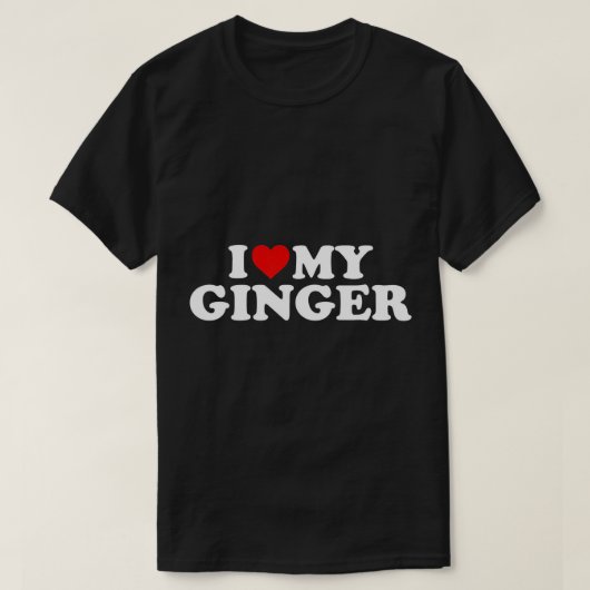 I Love My Ginger Redhead -赤いハートTシャツ Tシャツ (デザイン正面)