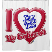 I Love My Giral Photo赤いハート シャワーカーテン (正面)