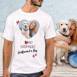 I Love My Giral's Dog カスタムハート写真 Tシャツ<br><div class="desc">本当は誰が好きなの？彼女か犬か！この与えおもしろい犬の恋人のシャツと一緒にのこのバレンタインのボーイフレンドに完璧な贈り物！犬の愛人、犬の母と犬のパパ!私は私のガールフレンドを愛する上のおもしろいひねり、このシャツの引用文"私は私のガールフレンドの犬を愛する…あなたの犬の写真でパーソナライズお気に入りのする。COPYRIGHT © 2020 Judy Burrows,  Black Dog Art - All Rights Reserved.ガールフレンドのドッグフォトパーソナライズされたTシャツが大好き</div>