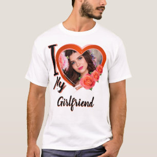 I Love My Girl Friend-Photo-Red-ハート-T-Shirt Tシャツ
